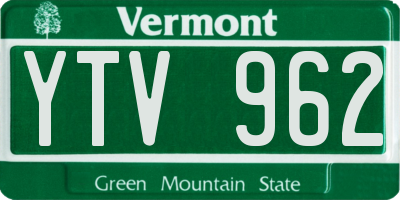 VT license plate YTV962