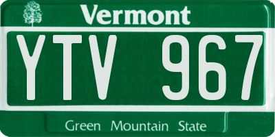 VT license plate YTV967