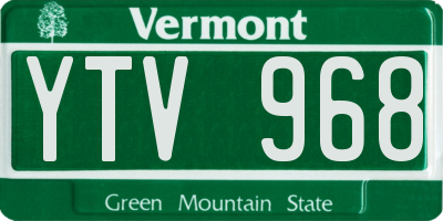VT license plate YTV968