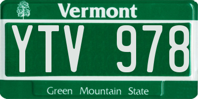 VT license plate YTV978