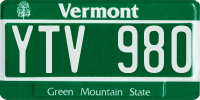 VT license plate YTV980