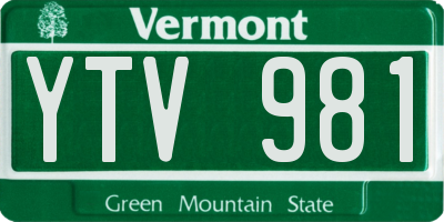 VT license plate YTV981