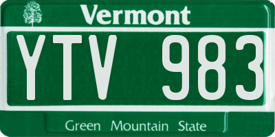 VT license plate YTV983