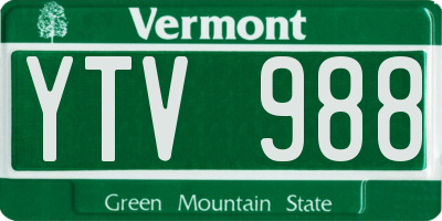 VT license plate YTV988