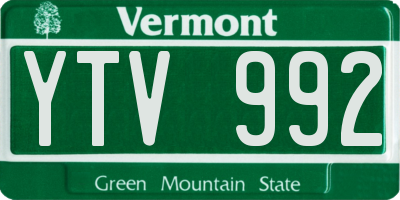 VT license plate YTV992