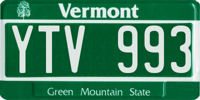VT license plate YTV993