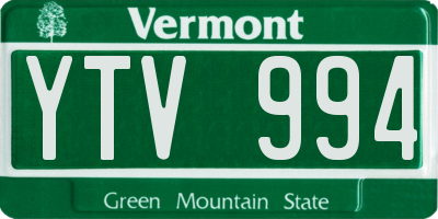 VT license plate YTV994