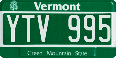 VT license plate YTV995