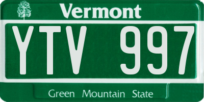 VT license plate YTV997