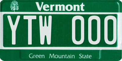 VT license plate YTW000