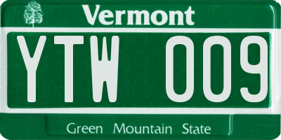 VT license plate YTW009