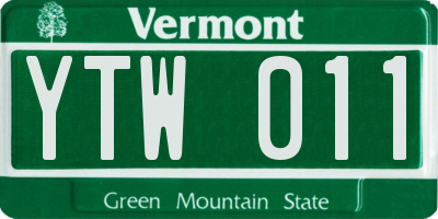 VT license plate YTW011