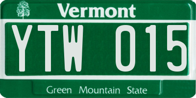 VT license plate YTW015