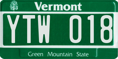 VT license plate YTW018