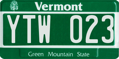 VT license plate YTW023