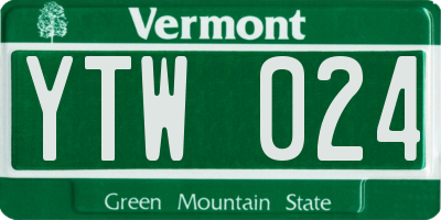 VT license plate YTW024