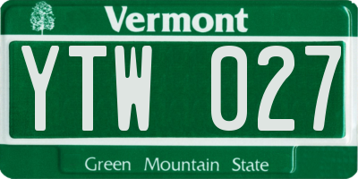 VT license plate YTW027
