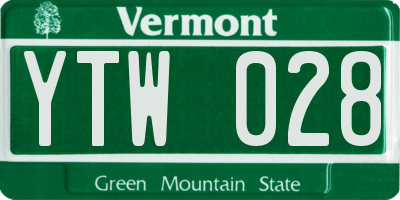 VT license plate YTW028