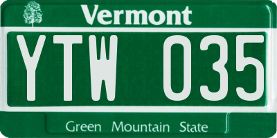 VT license plate YTW035