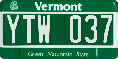 VT license plate YTW037
