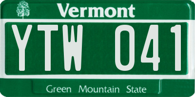 VT license plate YTW041