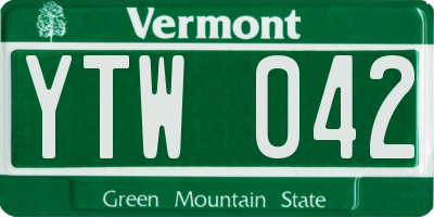 VT license plate YTW042