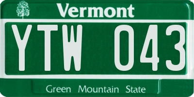 VT license plate YTW043
