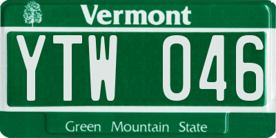 VT license plate YTW046