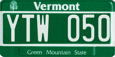 VT license plate YTW050