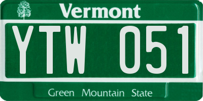 VT license plate YTW051