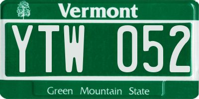 VT license plate YTW052