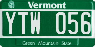 VT license plate YTW056
