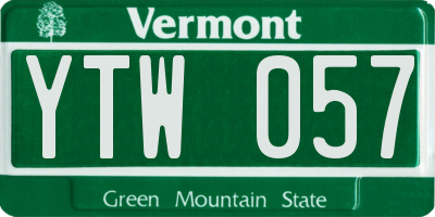 VT license plate YTW057