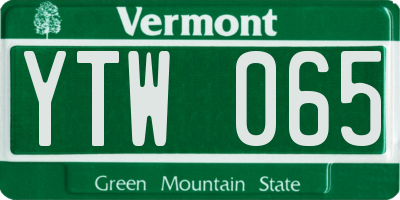 VT license plate YTW065