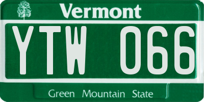 VT license plate YTW066