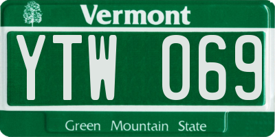 VT license plate YTW069