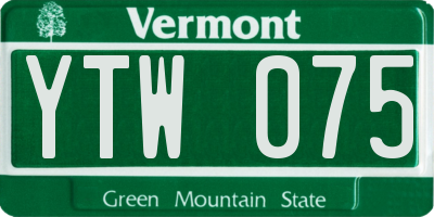 VT license plate YTW075