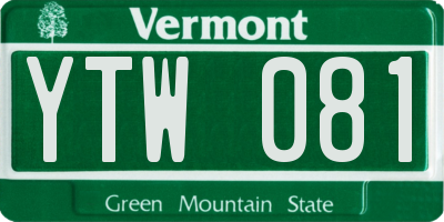 VT license plate YTW081