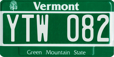 VT license plate YTW082