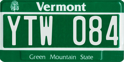 VT license plate YTW084