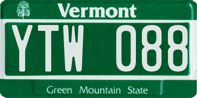 VT license plate YTW088