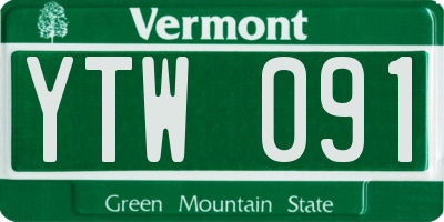 VT license plate YTW091