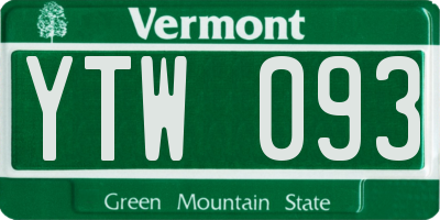 VT license plate YTW093