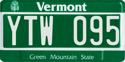 VT license plate YTW095