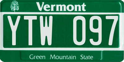 VT license plate YTW097