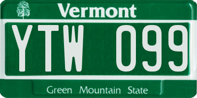 VT license plate YTW099