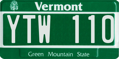 VT license plate YTW110