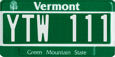 VT license plate YTW111