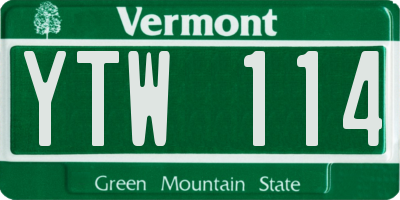 VT license plate YTW114