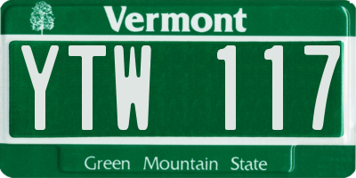 VT license plate YTW117